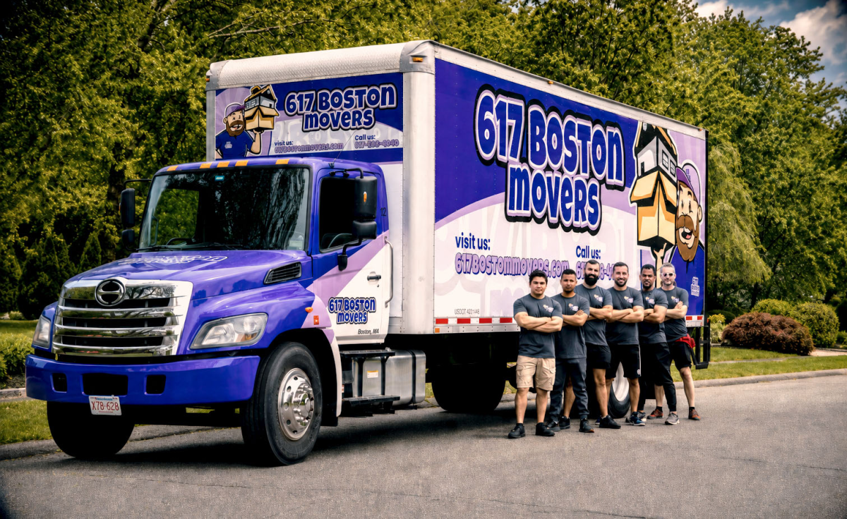 617 Boston Movers team moving residential furniture in Boston.