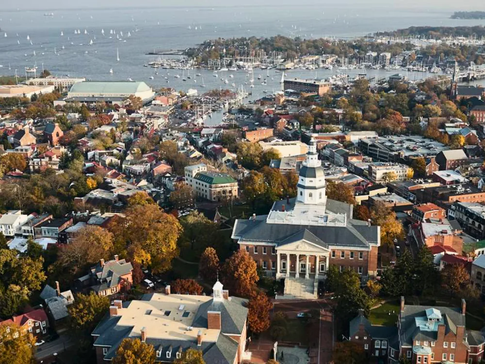Aerial view of Annapolis, Maryland, and its waterfront