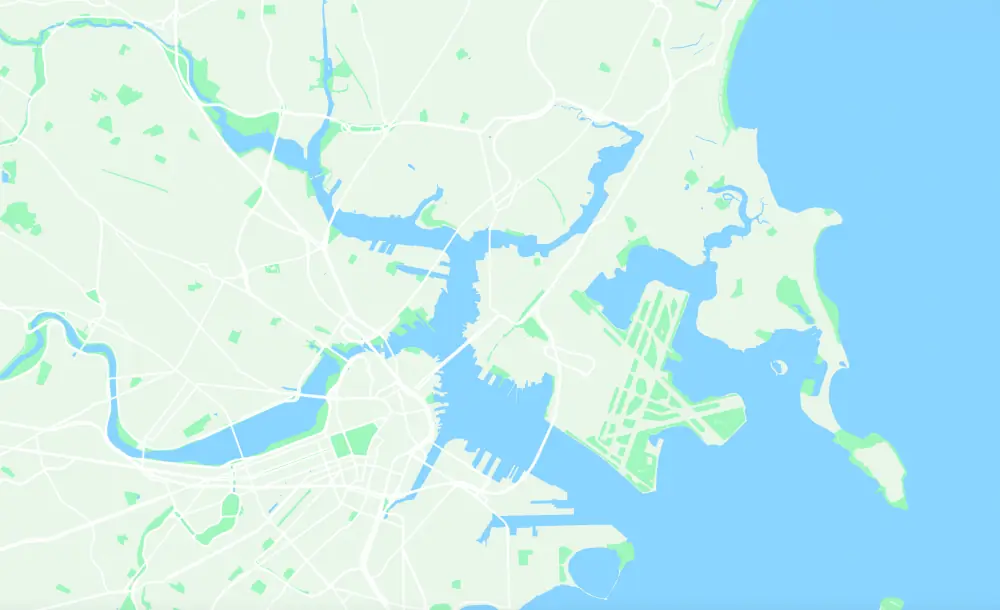 Map of the East Boston waterfront near the 617 Boston Movers office.