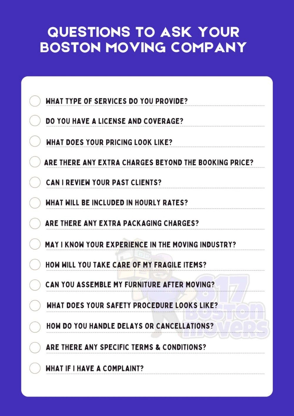 List of Questions to Ask Your Moving Company In Boston